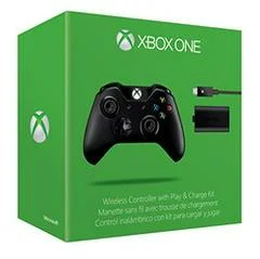 Carátula de Xbox One Black Wireless Controller + Play and Charge Kit