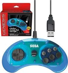 Carátula de Retro-Bit Sega 6 Button Arcade Pad USB Port [Clear Blue]