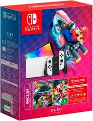Carátula de Nintendo Switch Oled White Bundle Mario Kart 8 + 3 Month Membership